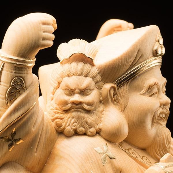 三面大黒天 檜一杢彫り金彩仕上げ - 三宝堂オンラインショップ