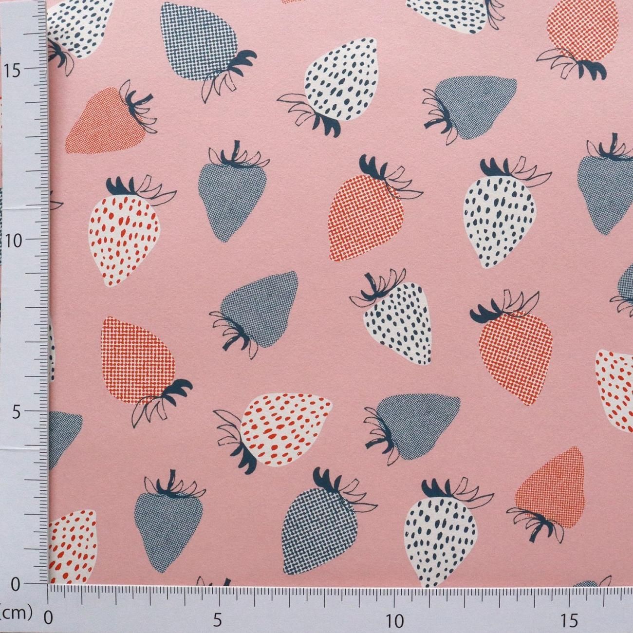 イチゴ柄 ピンク ラッピングペーパー/包装紙 5枚 - おしゃれな海外包装