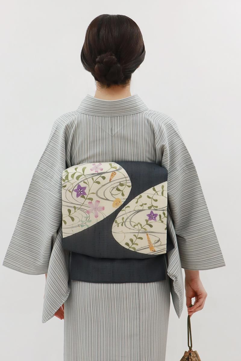 夏着物 小紋 紗 水玉模様 黒色 K-4908 夏の着物 花邑銀座店