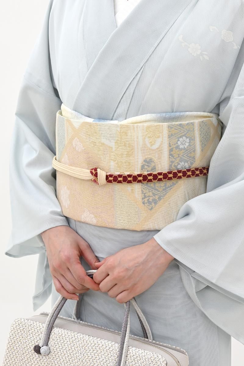 銀座【L-8300】夏 袋帯 白色 檜垣に有職文 - 銀座きもの青木｜長く大切