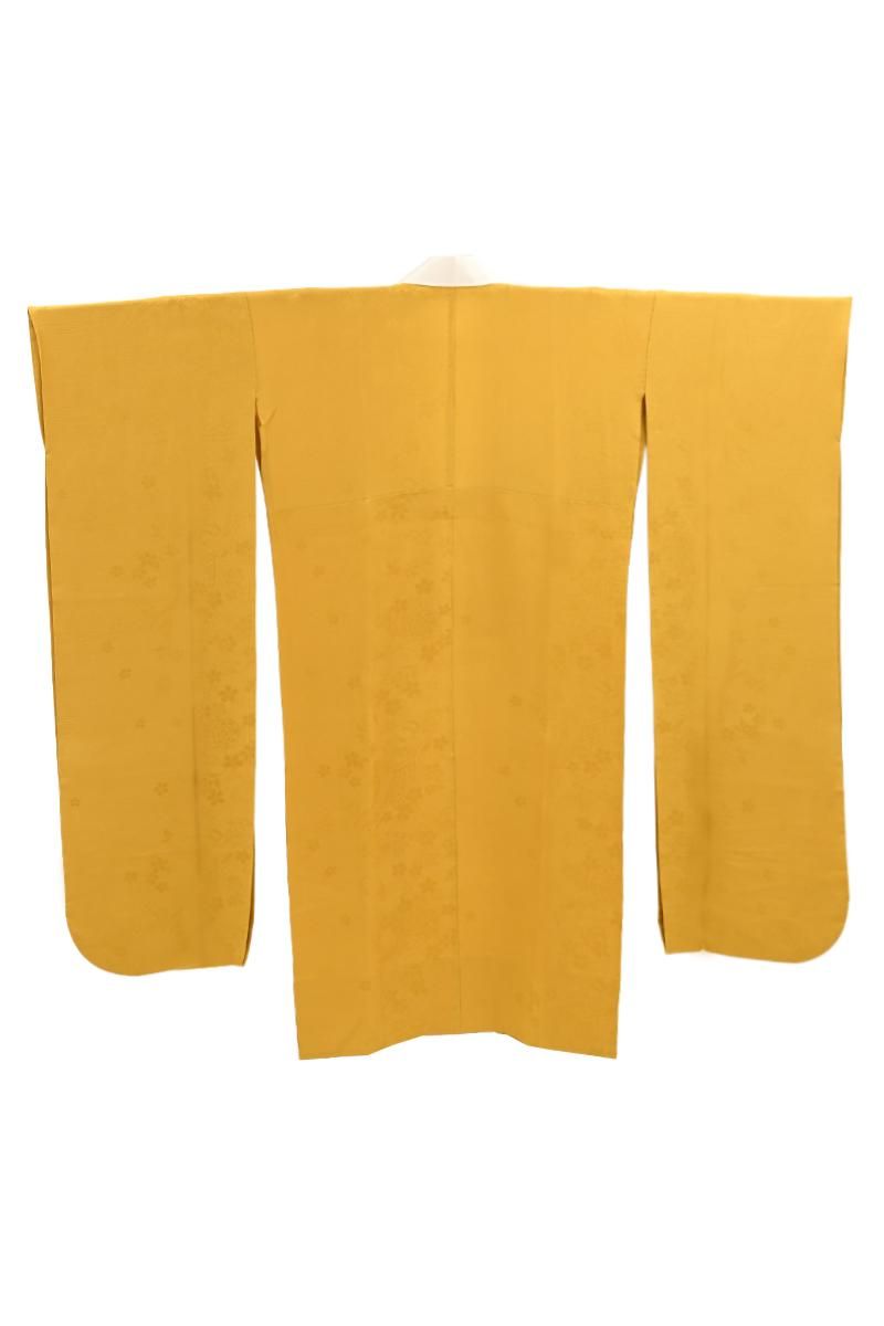 あおき【F-677】振袖用長襦袢 黄金色 御所解の地紋 :身丈126/裄69