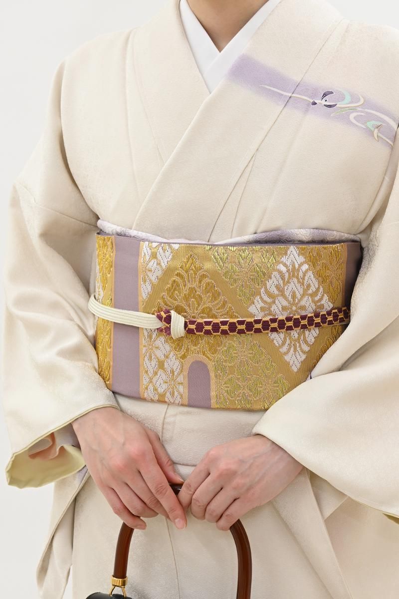 銀座【L-8617】西陣 川島織物製 本袋帯 半色 霞に花菱文（落款入