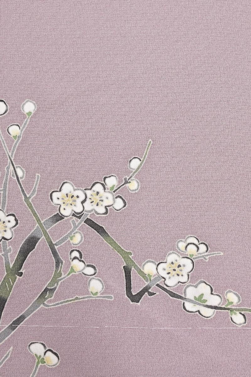 銀座【B-4409】本加賀友禅 柿本市郎 染一ッ紋 付下げ 桜鼠色 梅に鶯の