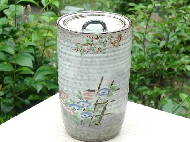 色絵草花細水指（菊と萩） 与し三 - 京焼清水焼 松韻堂