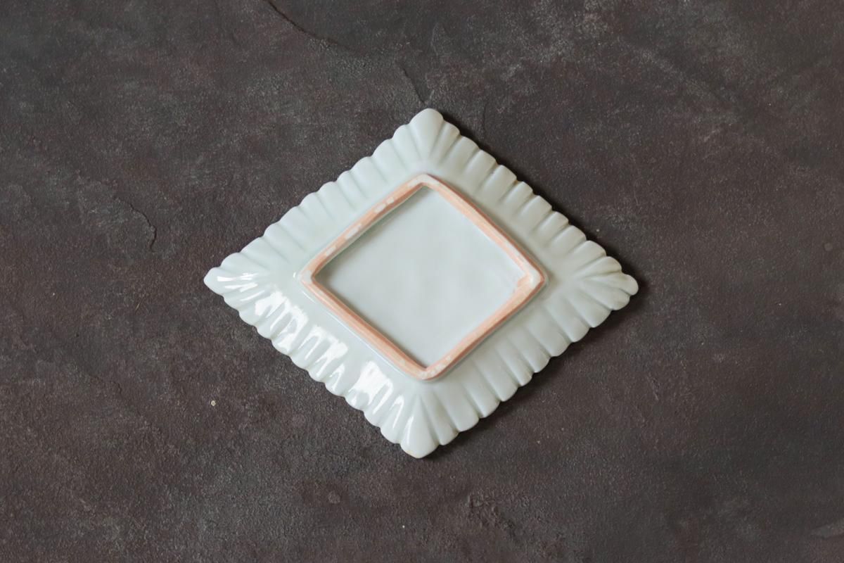 美品 未使用 村田森さん 青瓷輪花菱形皿 【公式通販】