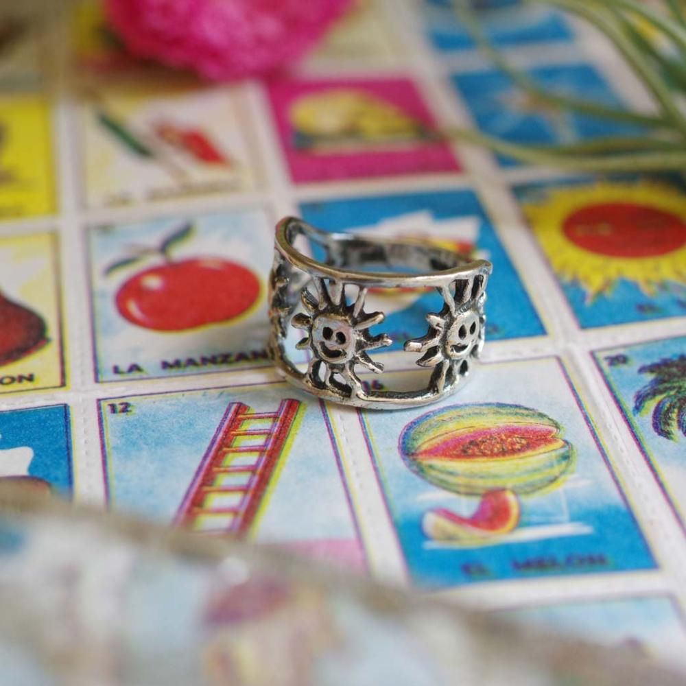 Silver925☆3連太陽リング