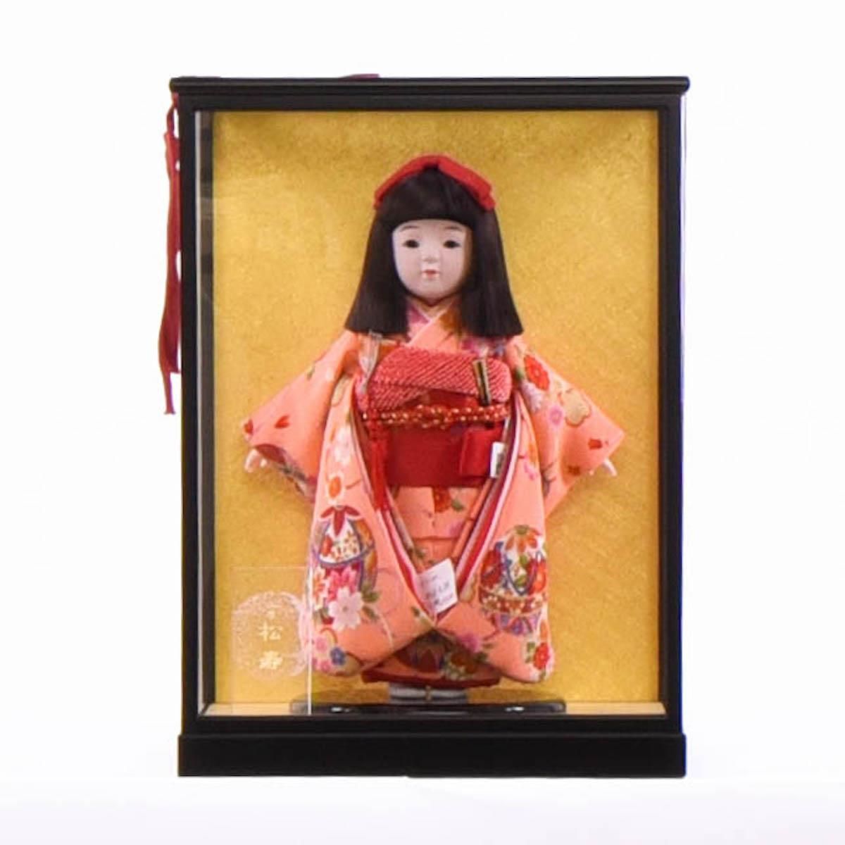 日本人形 市松人形 小出松寿作 ガラスケース付