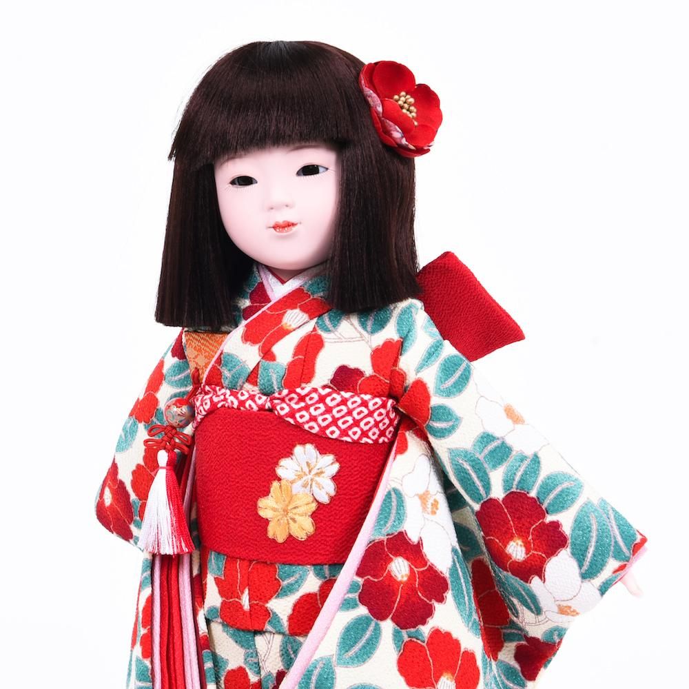 市松人形 単品/ケース入り 紅白椿 松寿