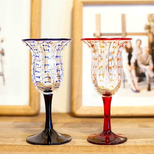 縄文ワイン 中（赤）｜伝統的な宙吹きガラスのワイングラス｜肥前