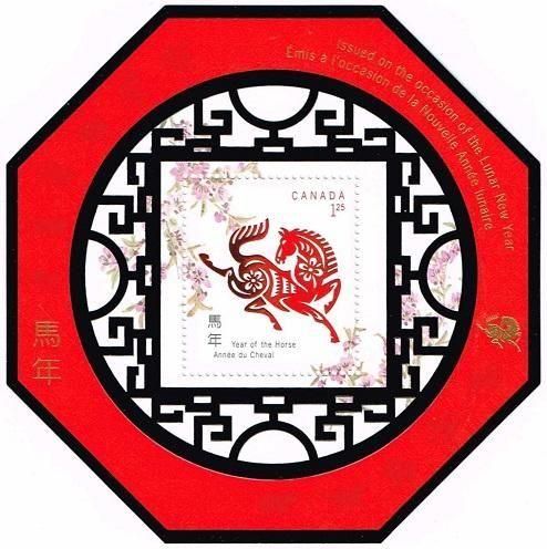 午年の年賀切手 カナダ2002年小型シート 変形切手・馬 - 切手の通信