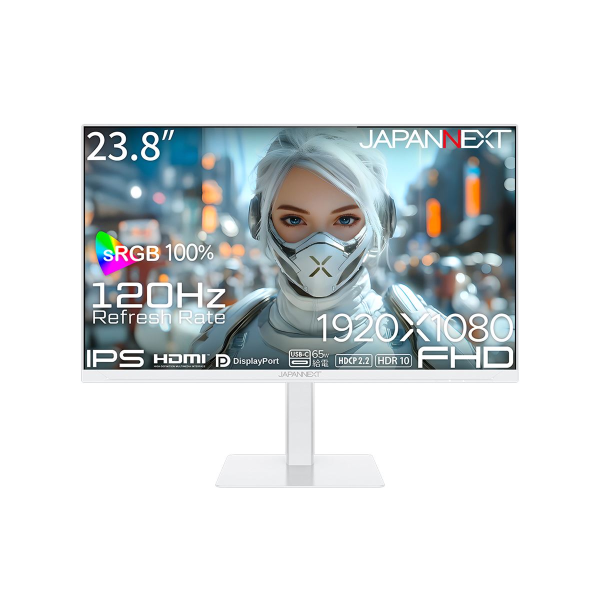 JAPANNEXT、120Hz対応・ホワイト筐体の23.8型ディスプレイ「JN