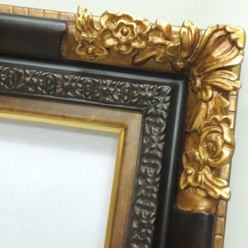 油絵F6 ピンク赤胡蝶蘭 (板に油絵) 表面ガラス付き 額 金緑 【公式通販】