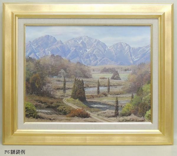 銀杏と御社橋油絵額縁付き