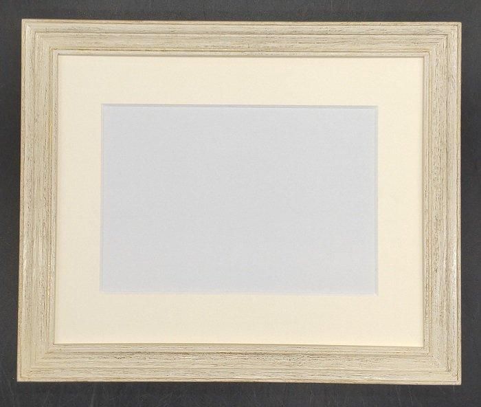 小山 アンティークホワイト 水彩F3マット付き 四つ切額縁 木製 - 額縁