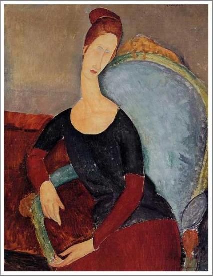 モディリアーニ【肘掛椅子に座るジャンヌ・エビュテルヌの肖像