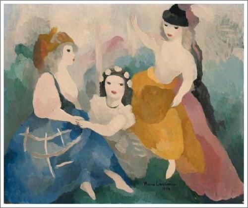 マリー・ローランサン【三人のクレオールの女性】 - 手描き 絵画（油絵