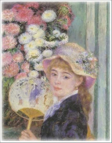 ルノアールわら束を持つ少女 木製フレーム付き 約58×49cm ルノアール