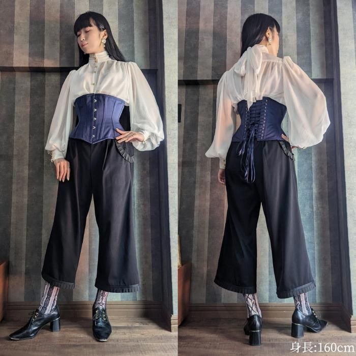 受注生産】ベーシックサテンショートコルセット（ネイビー） - 【公式