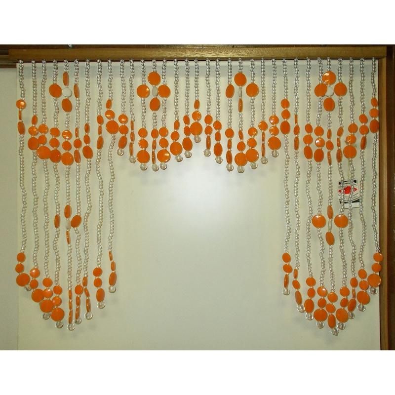 昭和レトロ ビーズのれん デッドストック オレンジ 当時物 レトロ