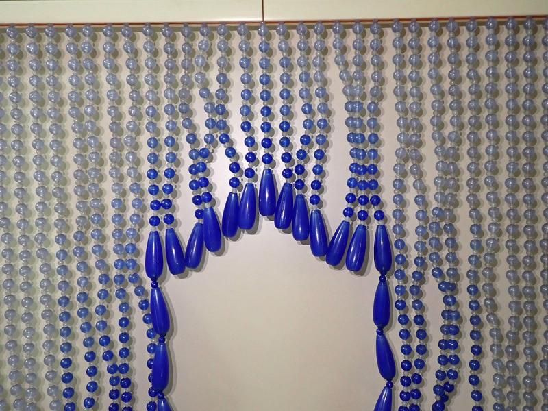 値下げ❗ ビーズ玉のれん クリア×ブルー 昭和レトロ 値下げ‼️ レトロ