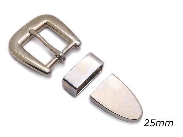 3ピースバックル ニッケル ベルト巾25mm 1セット/PI1710-02