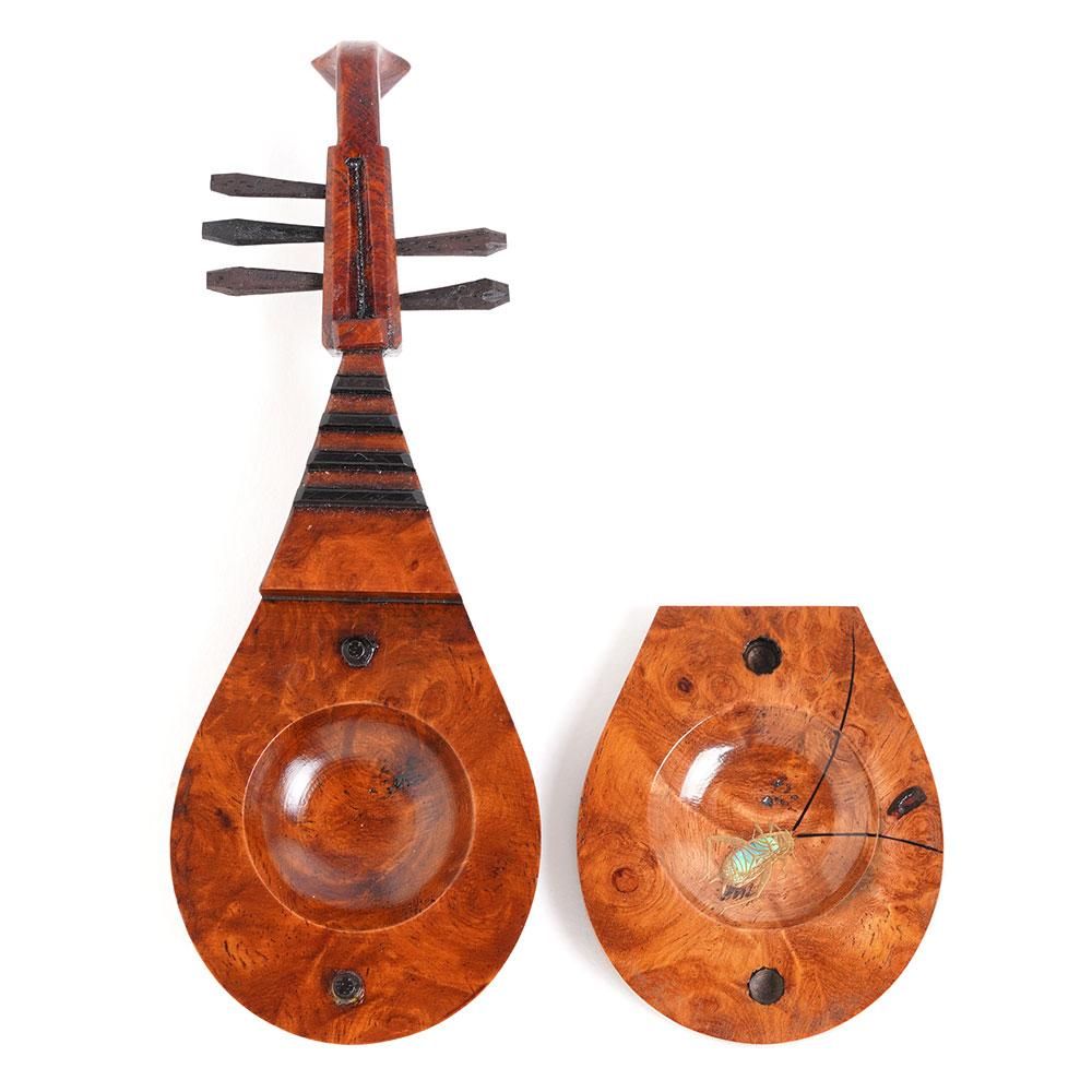 秋草蒔絵【 琵琶香合 中村孝也 28g 】1点1941年 加賀蒔絵 塗師(参州