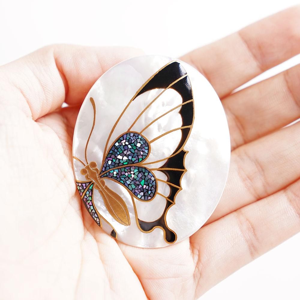 南洋真珠 白蝶貝 silver ブローチ 帯留 桜 梅 白蝶貝の桜と