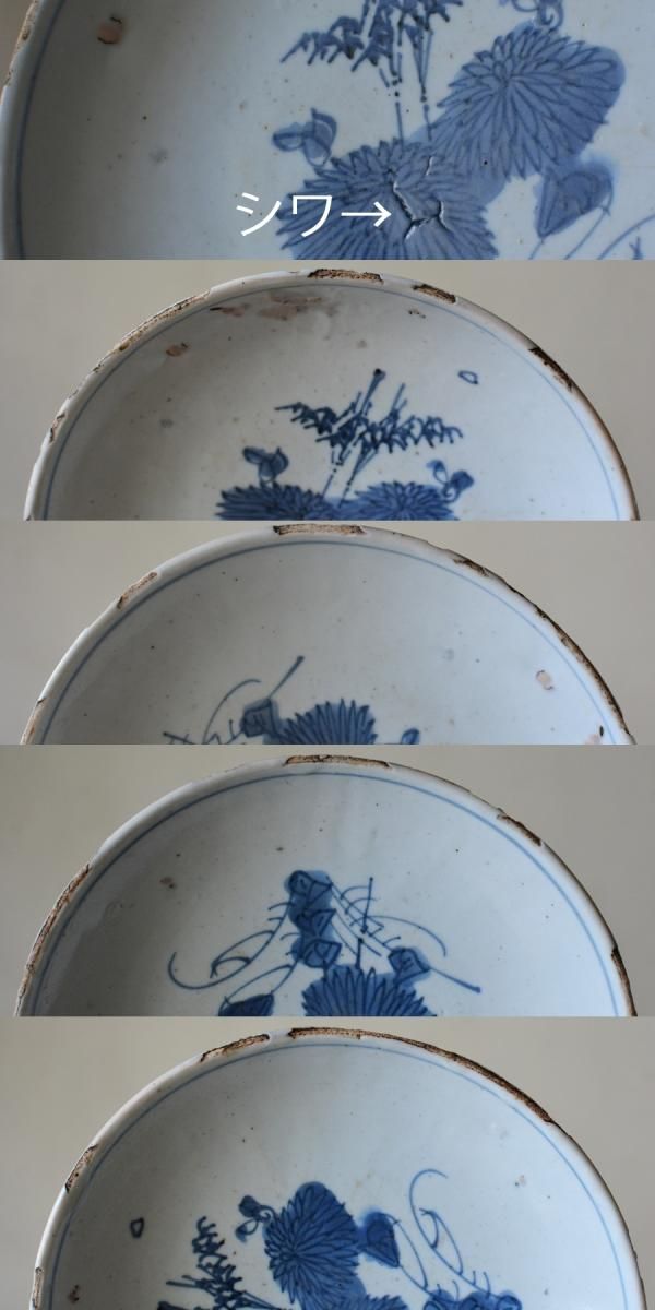 中国骨董アンティーク古染付筆文様科挙五寸皿皿丸皿