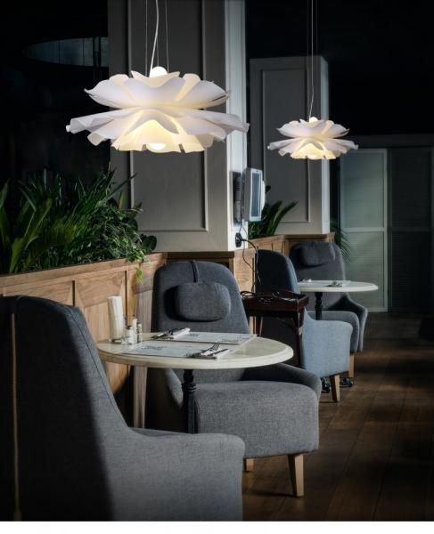 LASHA】フラワーデザインペンダントライト ホワイト 2灯（W400mm