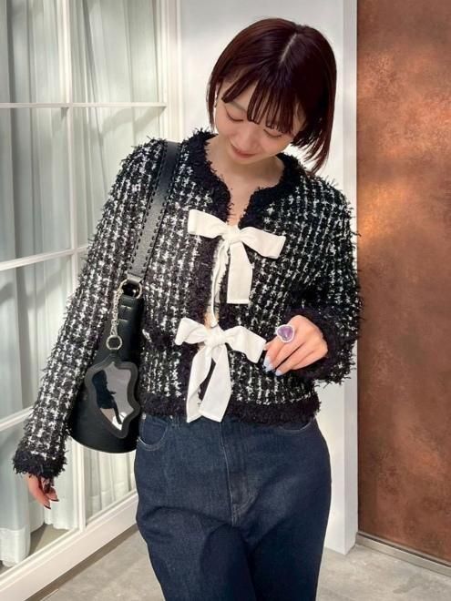 Lily Brown （リリーブラウン)ラメリボンニットジャケット 26春夏