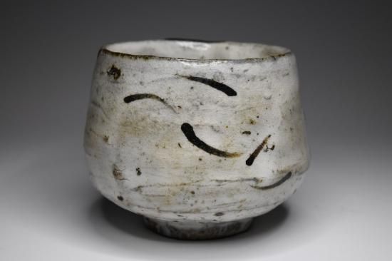 値下歓迎品 丸田宗彦 斑唐津彫ぐい呑 粉引ぐい呑 彦 粉引