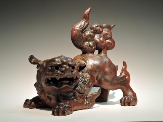 獅子赤香炉、楽家十二代弘入造、サイズ、約、高10センチ.横19センチ