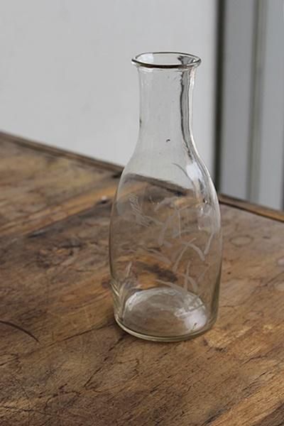 時代 大正 昭和 ギヤマン レトロ 手吹き ガラス 徳利 工場 容量約360cc