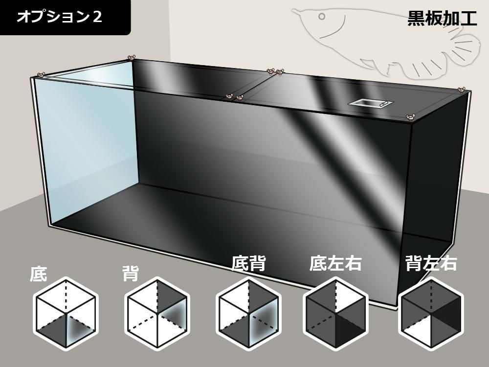 ゆち 150アクリル水槽用 上部フィルター 水中ポンプ仕様 4面黒 ゆち