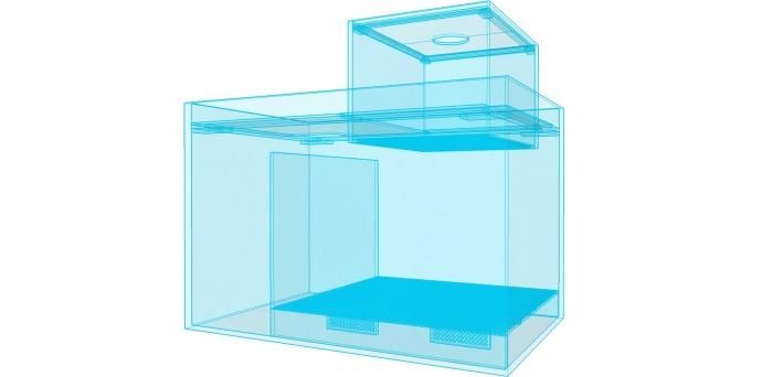 ドライ式ウールボックス□W120×D290×H300□濾過槽□オーバーフロー水槽