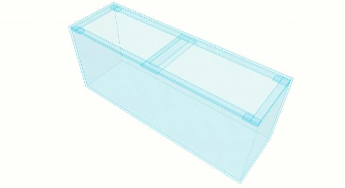 アクリル水槽 背黒 底透明青 W120 D70 H40 ワンオフ 佐川急便発送