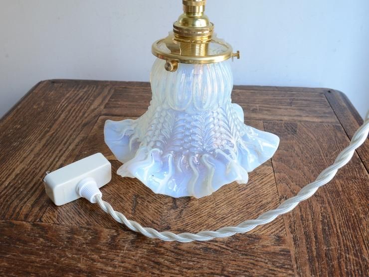 アンティーク オパールセントガラス ペンダントランプ｜アンティーク