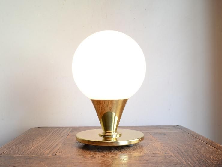 ヴィンテージ ミルクガラス テーブルランプ（H21cm）｜アンティーク