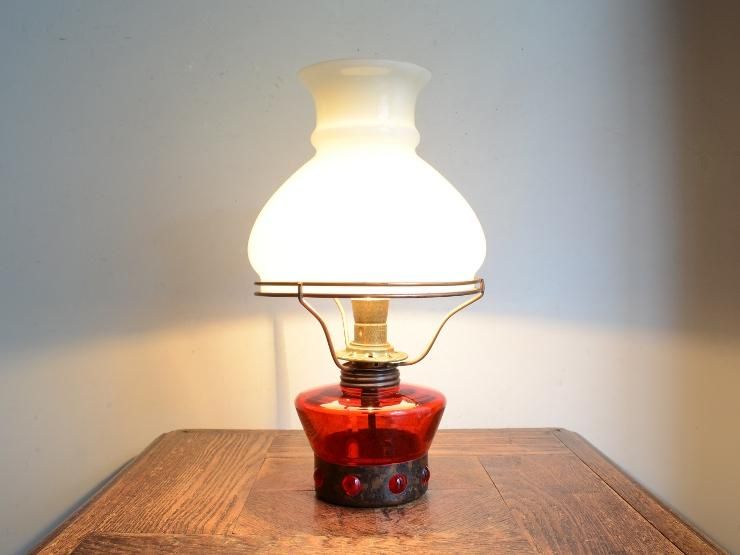 アンティーク オイルランプ型 ガラステーブルランプ（H30cm