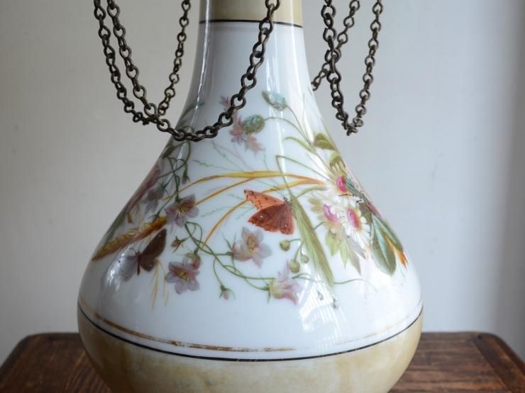 フリルガラス オイルランプ型 陶器テーブルランプ（H62cm