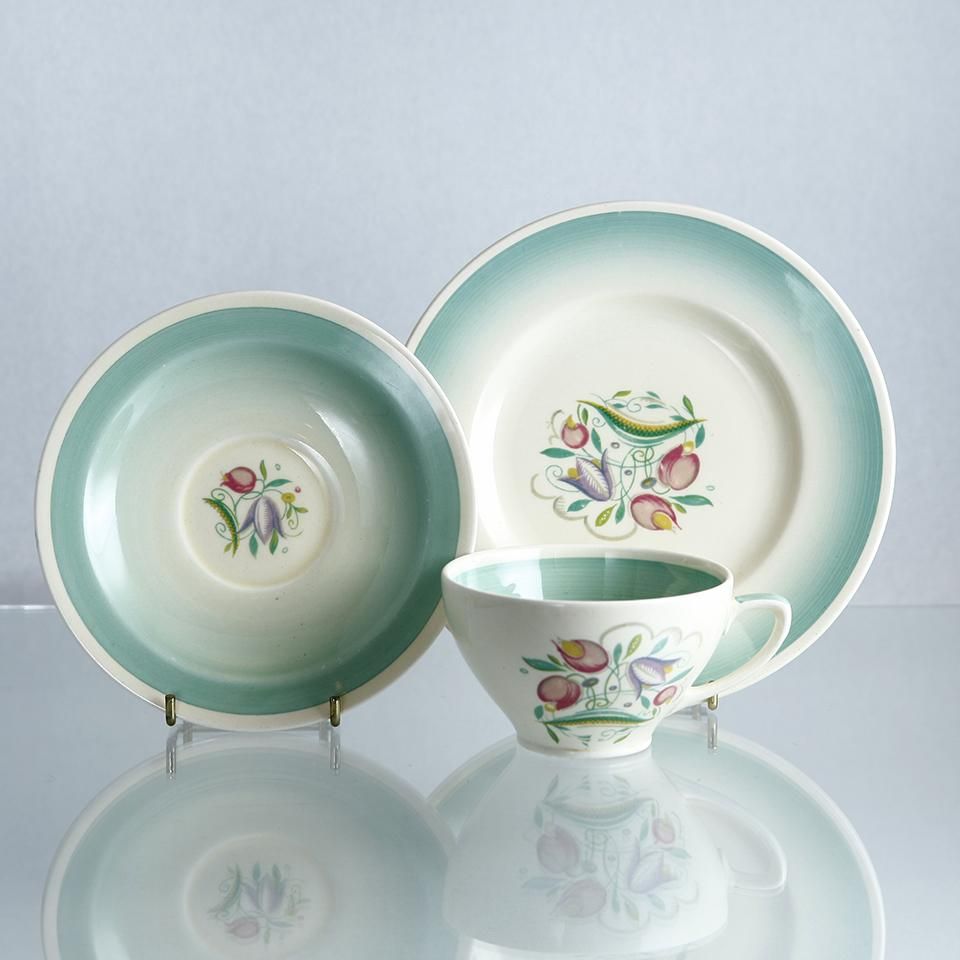 スージー・クーパー ドレスデンスプレイ ブルー トリオ アンスーン