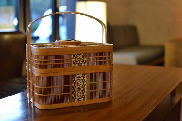 淡路手付菓子器（二段） - 駿河竹千筋細工 【公式】 駿河竹千筋細工