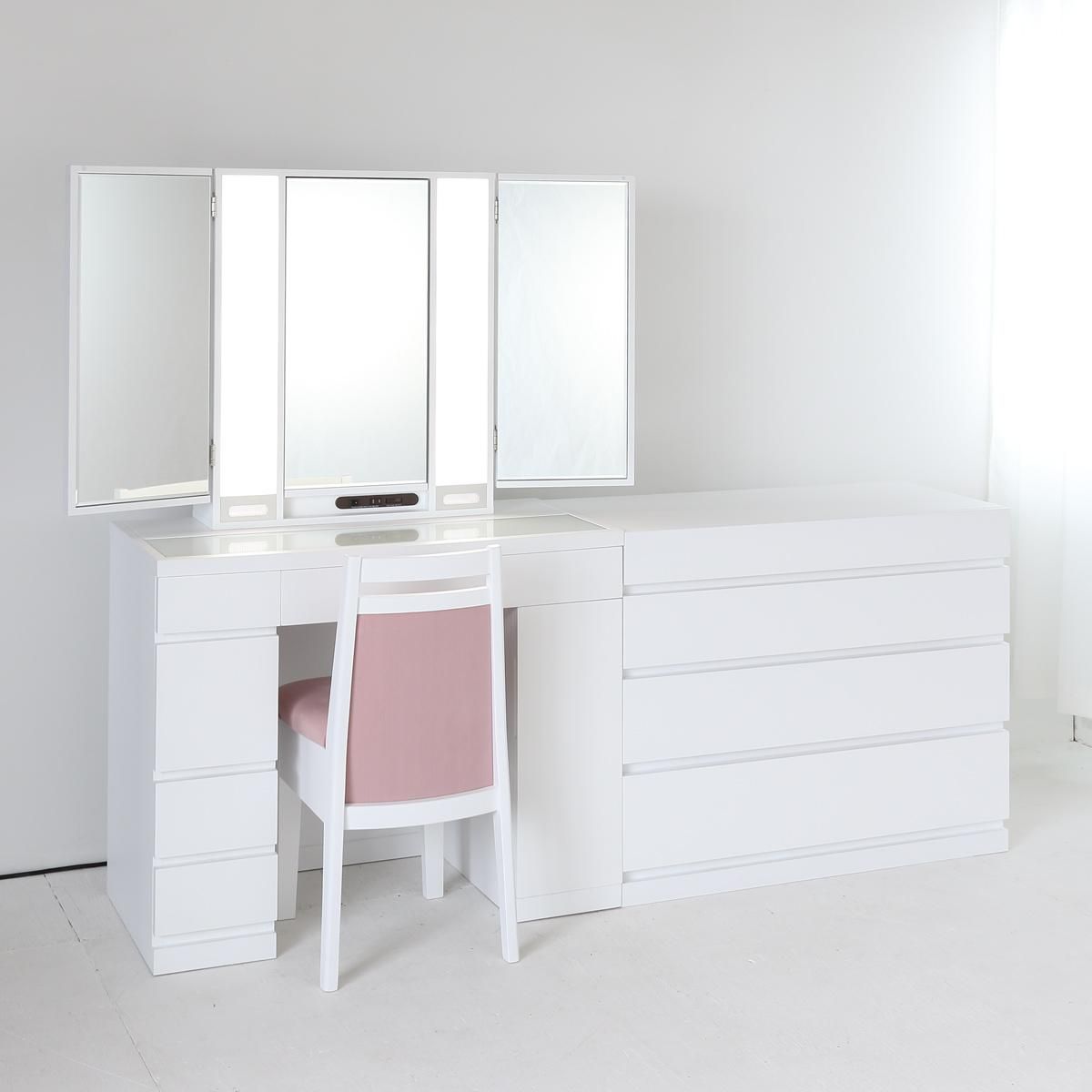 ホワイト×ブラック 三面鏡 ドレッサー 静岡県 【公式通販】