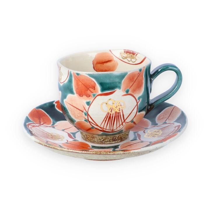 カップ&ソーサー 釉彩椿/虚空蔵窯