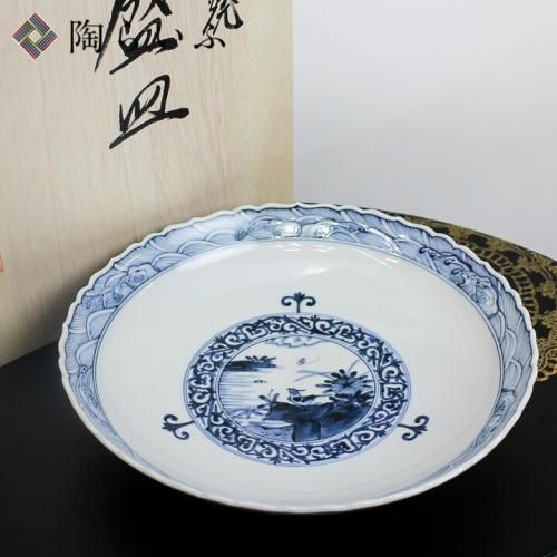 九谷焼 古九谷 角福銘 色絵花草文 四方皿 時代箱 C 9248 九谷焼 古九谷