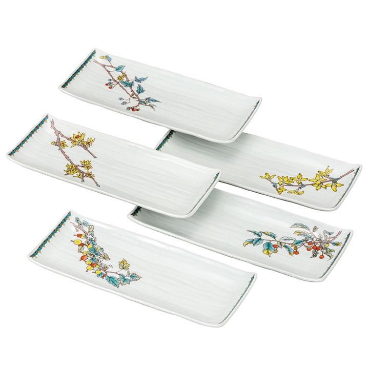 最終値下げ 九谷焼 銘 九谷正三 絵 変わり 赤絵 3点揃い 六角鉢 盆栽鉢