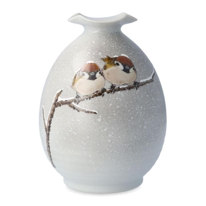 花器（口花小）雪二雀図 / 中村陶志人 ｜九谷焼の販売専門店 陶らいふ