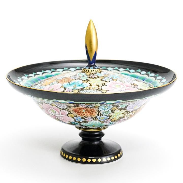 金色と銀色の装飾 陶器の印籠 九谷焼 金色と銀色の装飾 陶器の印籠