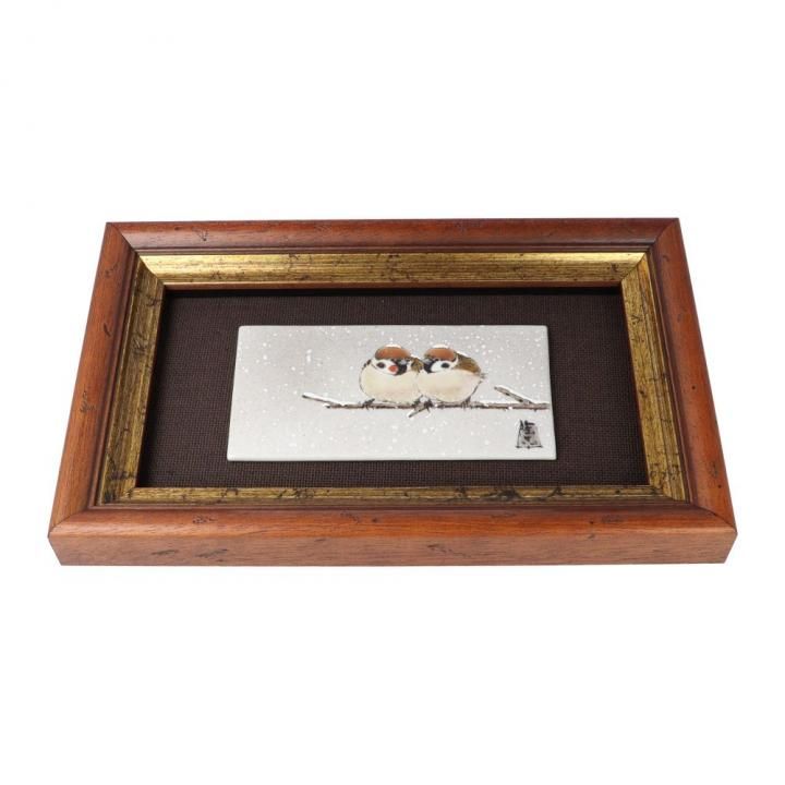 九谷焼 陶額 雀図四季セット / 中村陶志人 中村陶志人作 陶額 十二雀図