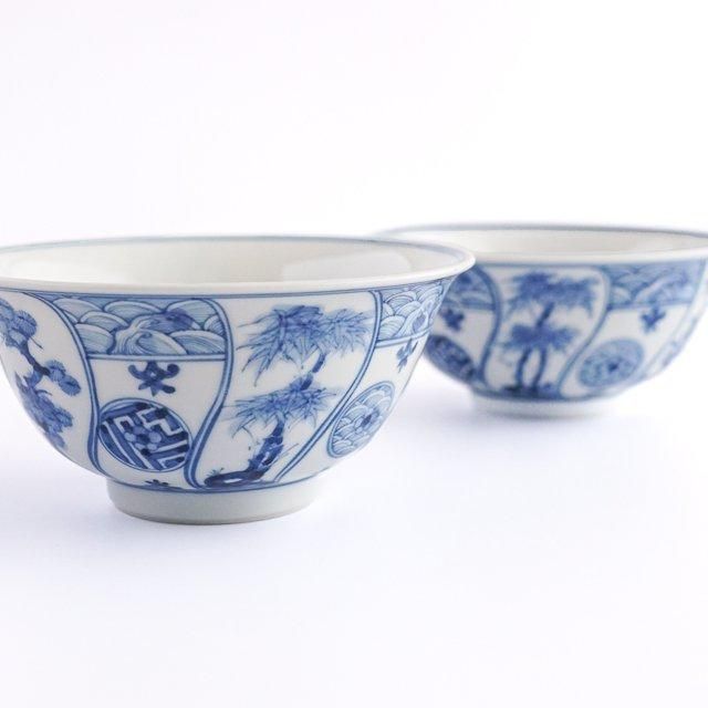 2388 九谷焼 染付 青花 猪口 5客 時代物 2388 九谷焼 染付 青花 猪口 5